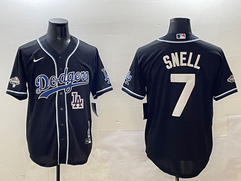 Men Los Angeles Dodgers #7 Snell Black Fashion Game 2025 Nike MLB Jersey style 3069